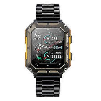 1,83-Zoll-Smartwatch Herzfrequenz Bluetooth-Anrufinformationen Push-Smart-Armband mit langer Akkulaufzeit Sportuhr orangefarbenes Armband mit drei Stämmen
