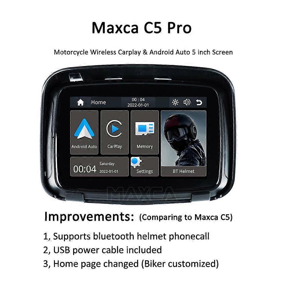 MAXCA XPlay C5防水オートバイ5インチワイヤレスAppleCarplayAndroidオートスクリーンオートバイCarplay