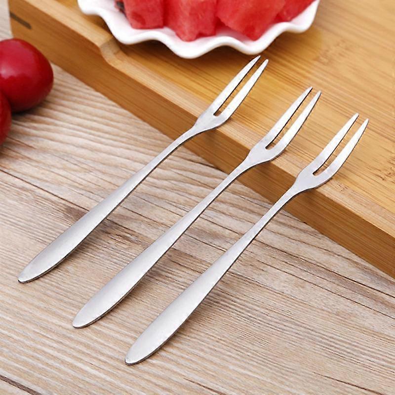 1/5/10Pcs Set Kitchen BBQ Tool Stainless Steel Fruit Fork Dessert Fork Eco-friendly Two Tooth Dinner Forks Fork Western Style