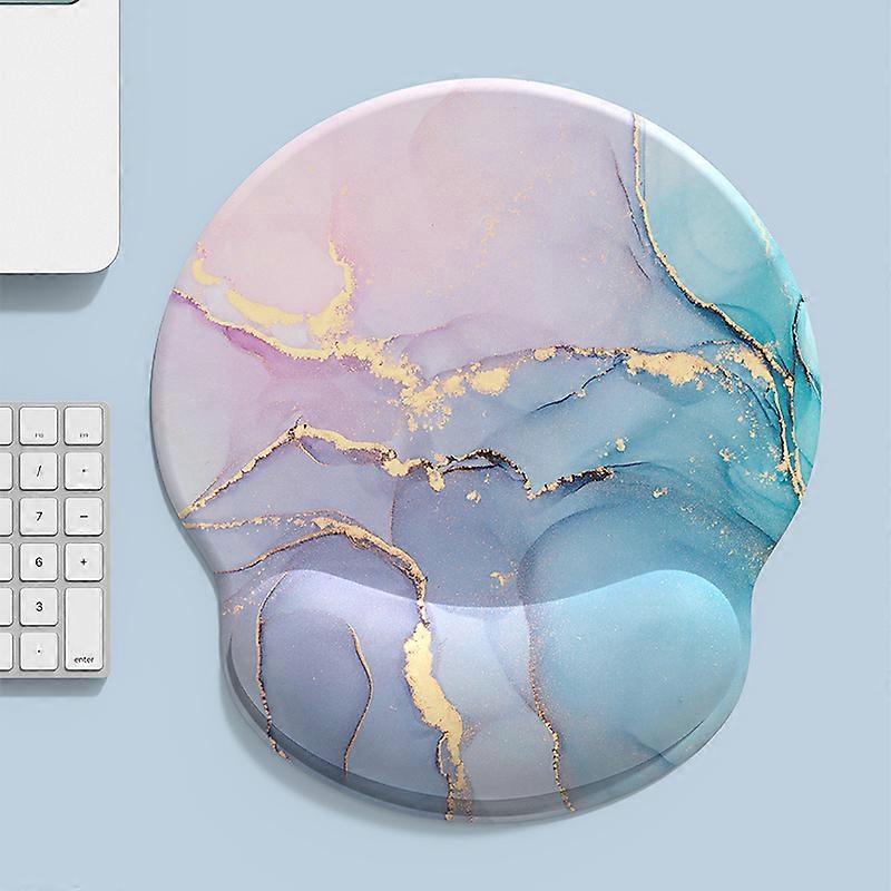 Comfortable Pink and Blue Marble Mouse Pad with Wrist Rest Support