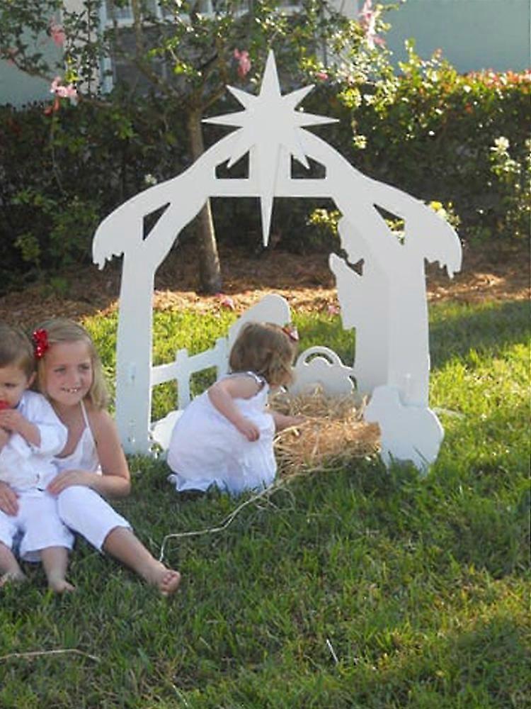 Nativity Scene Set Simple Assembly White PP Lawns