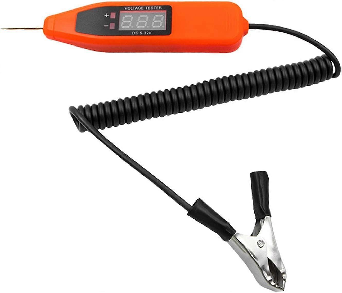 5-32V Digital LCD Circuit Tester with 55.12inch Spring Wire,Heavy-Duty Coil Cord Circuit Tester