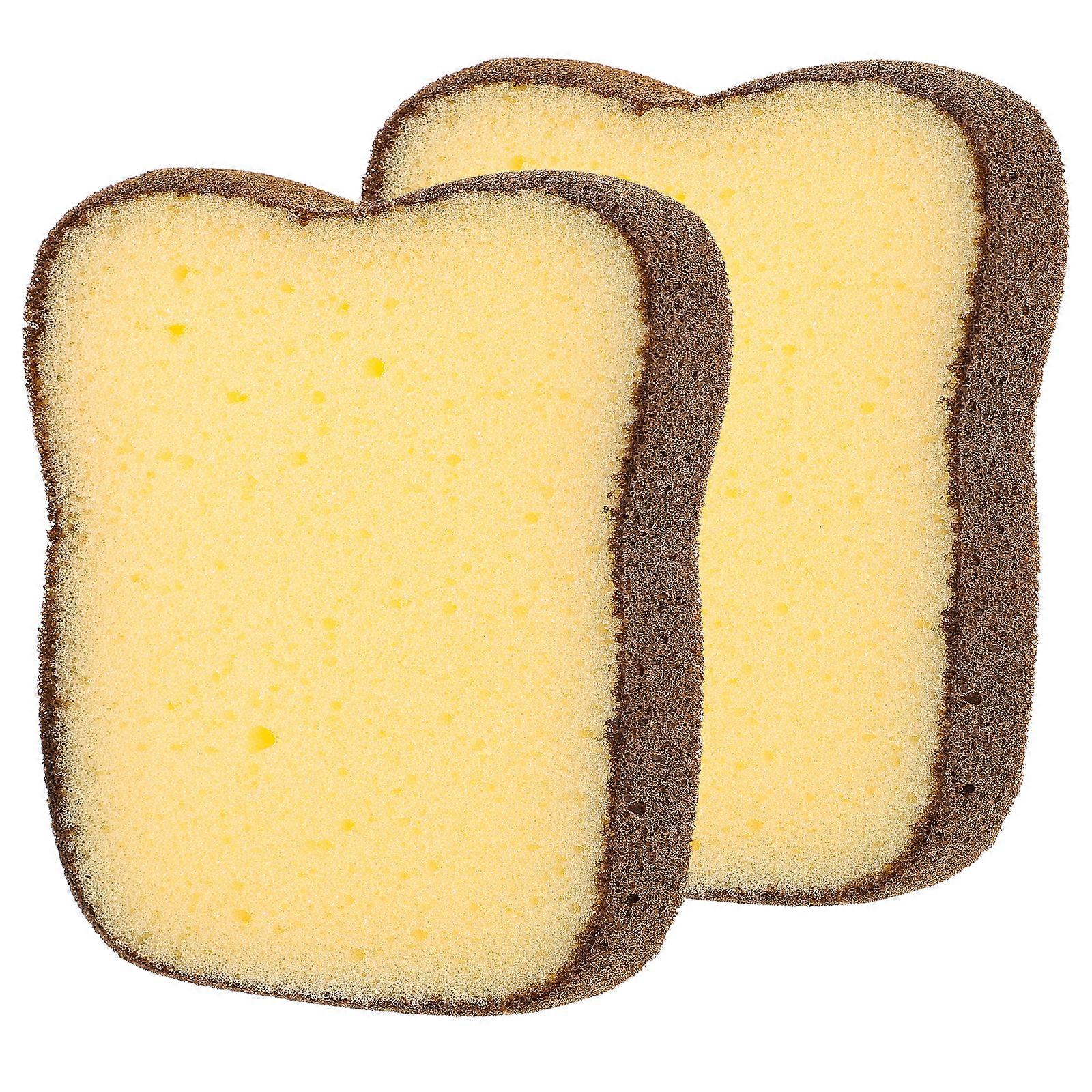 2pcs Sponge Kitchen Adorable Bread Shape Dish Washing Sponge Scrubber Pad Supply