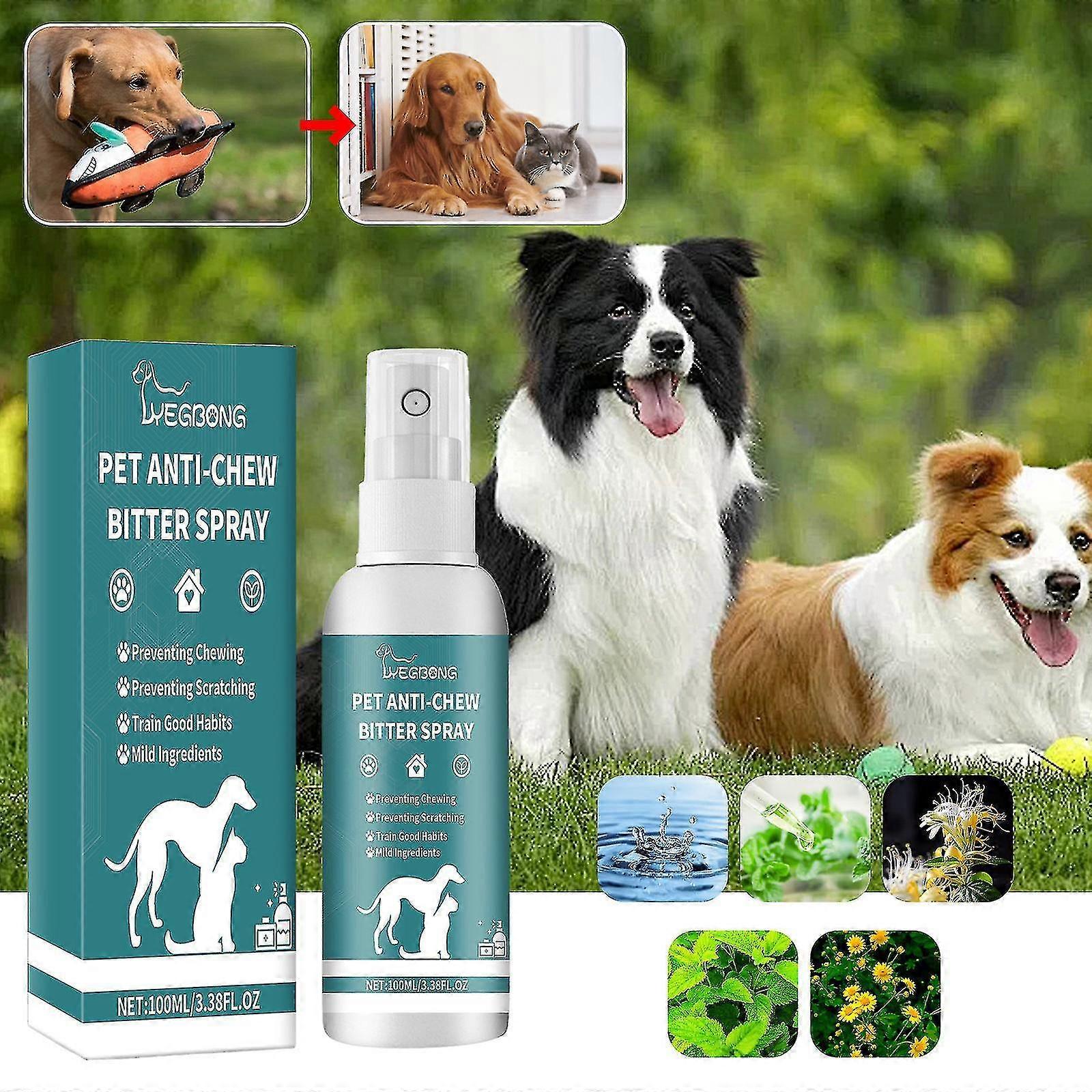 No-chew spray for puppies and cats, Bitter spray for dogs to stop chewing, Anti-chew bitter spray for pets, Powerful bitters stop pet fur chewing