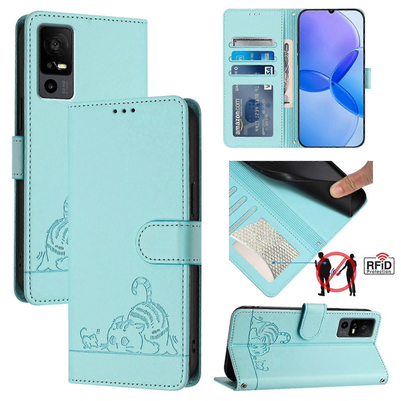 Cat Rat Pattern PU Case For TCL 40 R