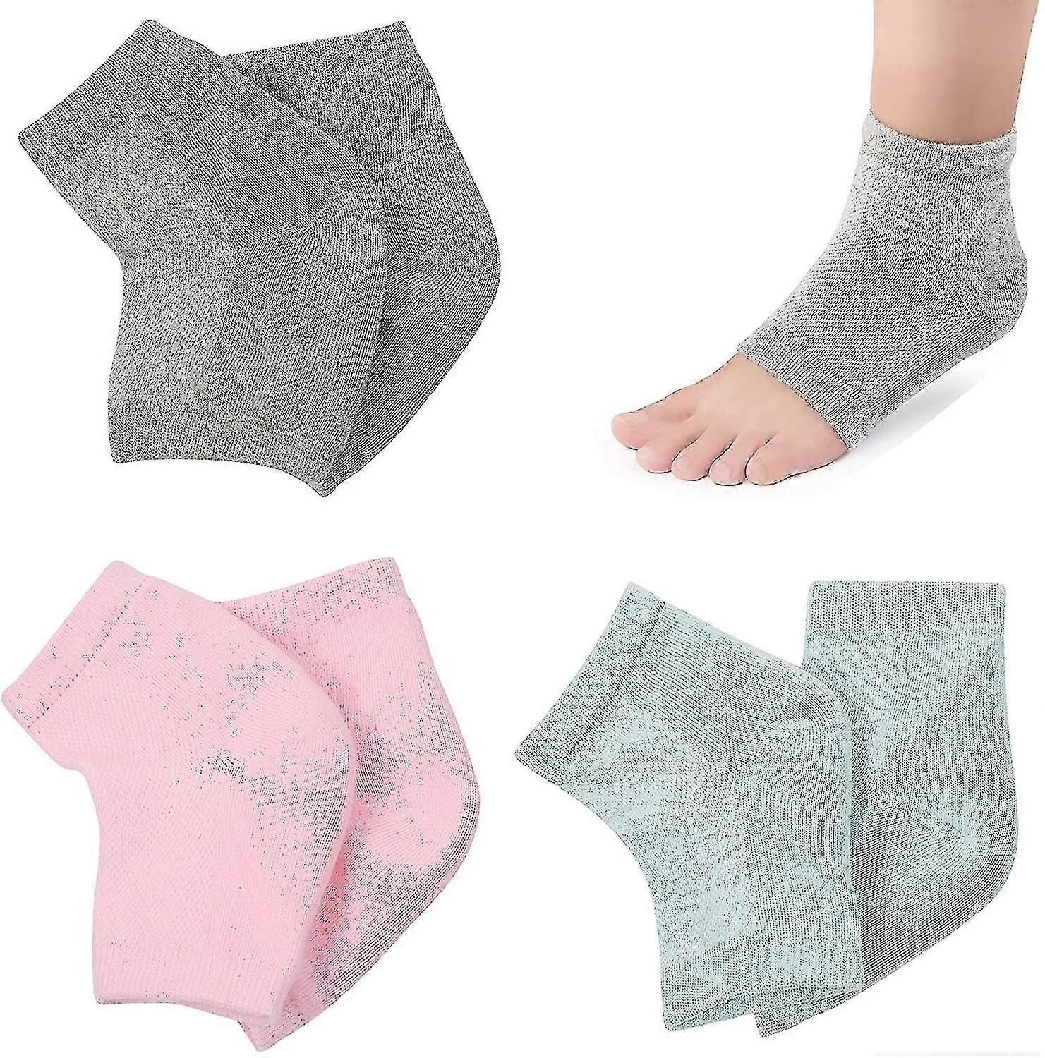 3 Pairs Moisturizing Heel Socks, Gel Heel Socks, Open Toe Ventilated Socks