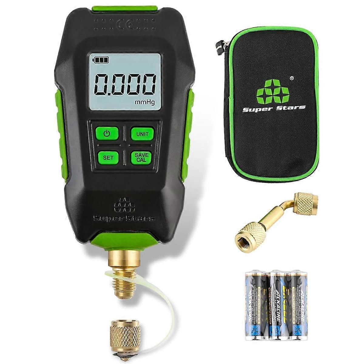 Ψηφιακός μετρητής κενού, ελεγκτής μετρητών κενού HVAC με 6 μονάδες 7/16In-20UNF (1/4In SAE), ψηφιακό MicronMeter κενού