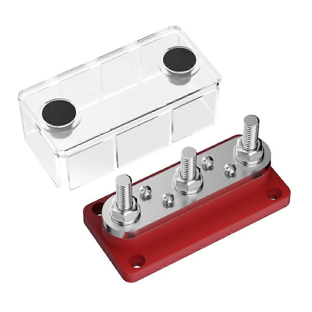 300A Negative Bus Bar 48V Distribution Block 3x 5/16" M8 Terminal Studs 48V