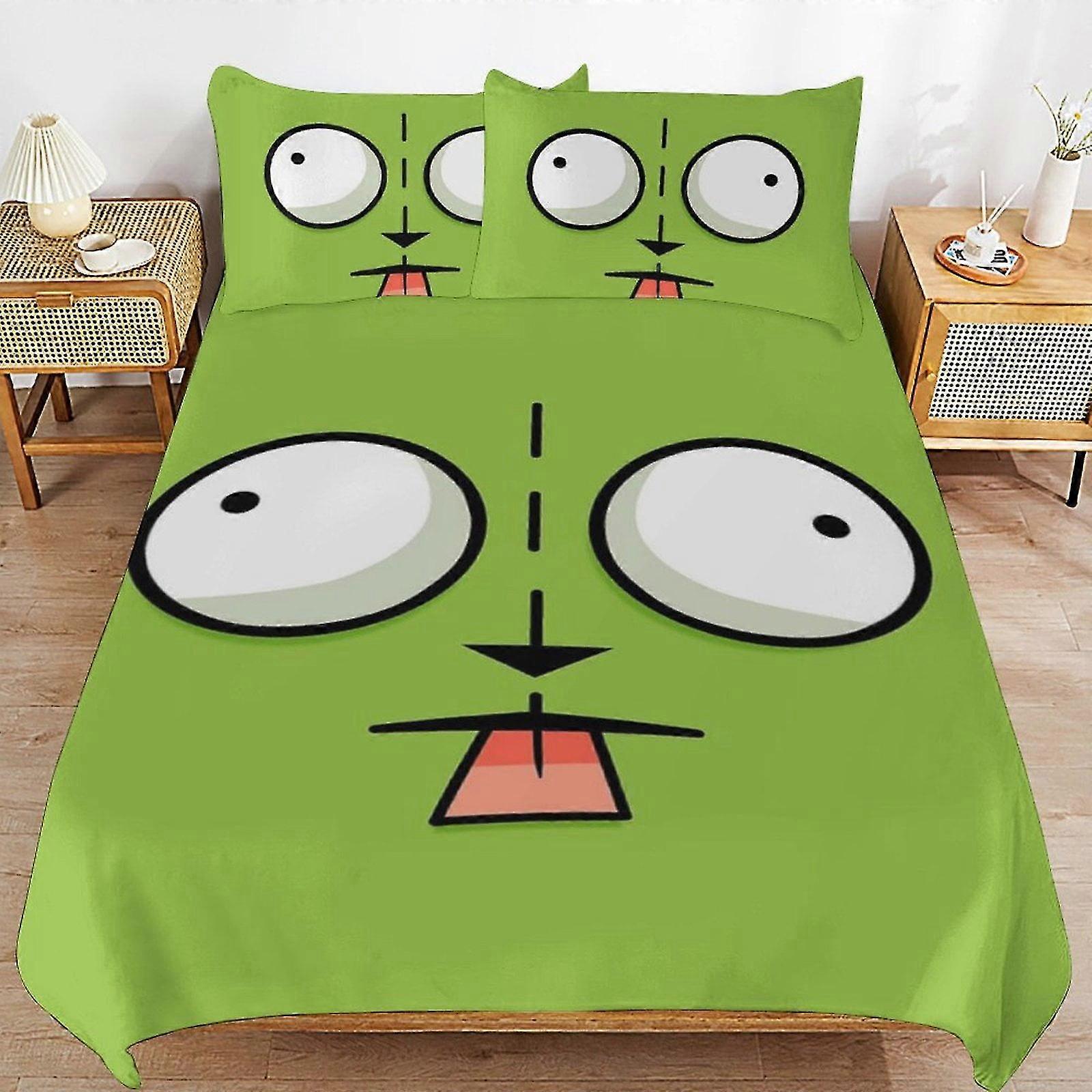 b1425 Lakanat Invader Zim Gir Gir -peitto 3-osainen vuodevaatteet, 1 peitto ja 2 tyynyliinaa Lakanat gb1425