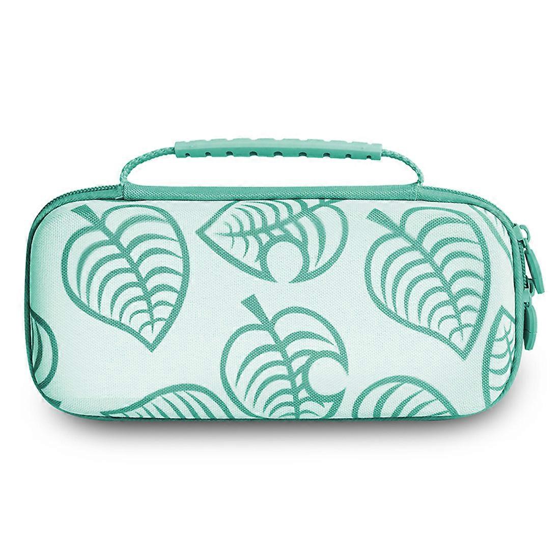 Portable Storage Case (Green Leaf) for Nintendo Switch lite models Durable Hard Shell Game Storage Handbag Portable Travel Bag PU Bag
