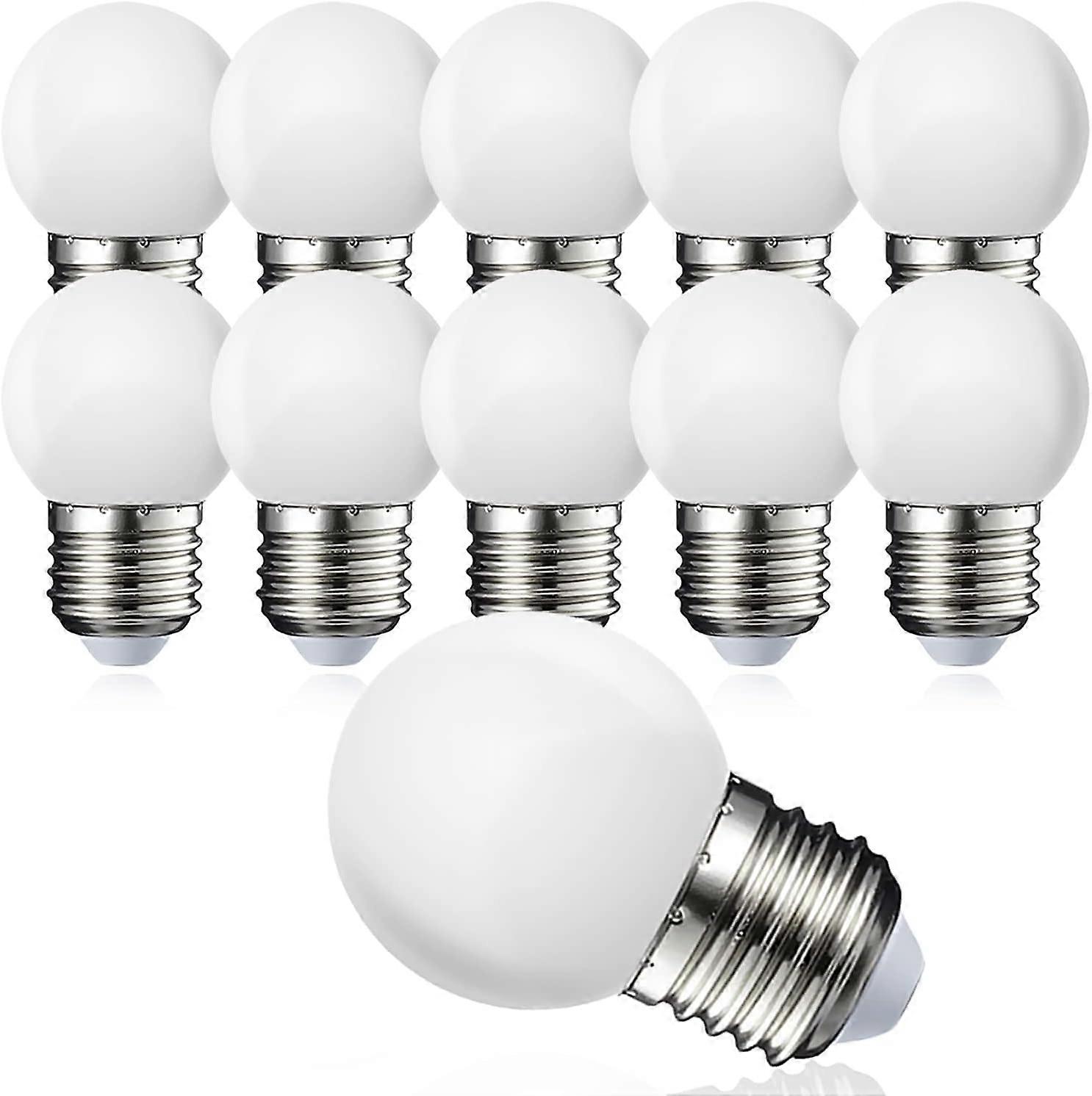 Pack of 10 E27 G45 LED Globes - Warm White 3000K - 5W G45 - Matte Polycarbonate Shell - Non Dimmable [Energy Class G]