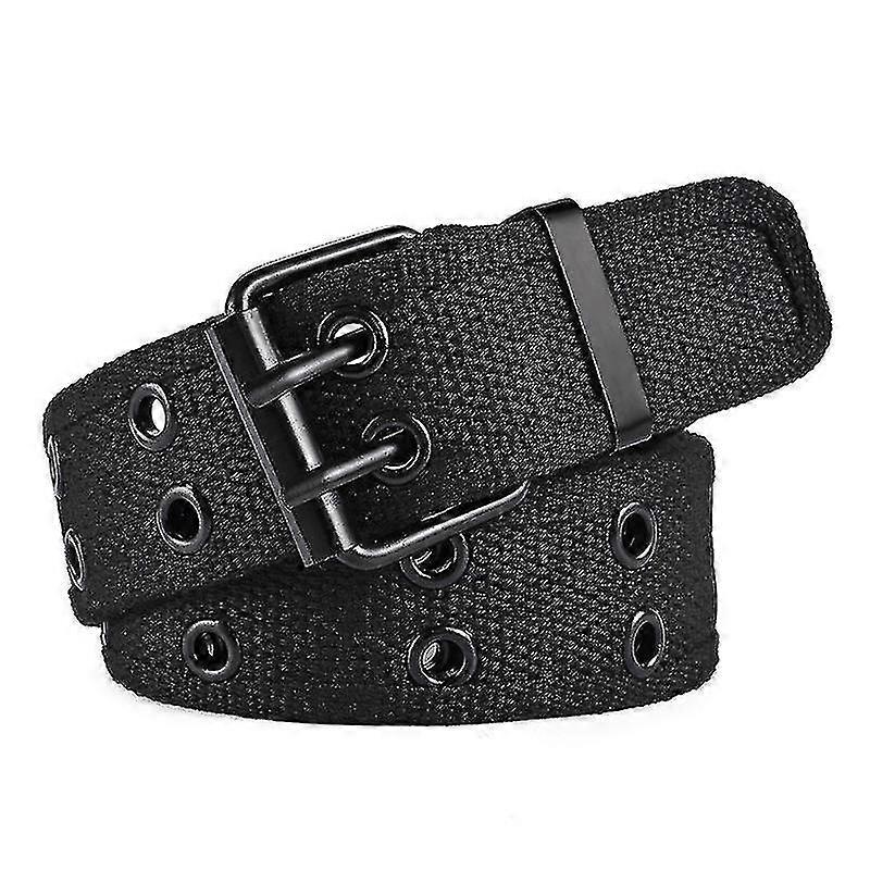 Double-breasted belt for men and women, double-hole canvas punk eyelet pin-buckle trouser belt