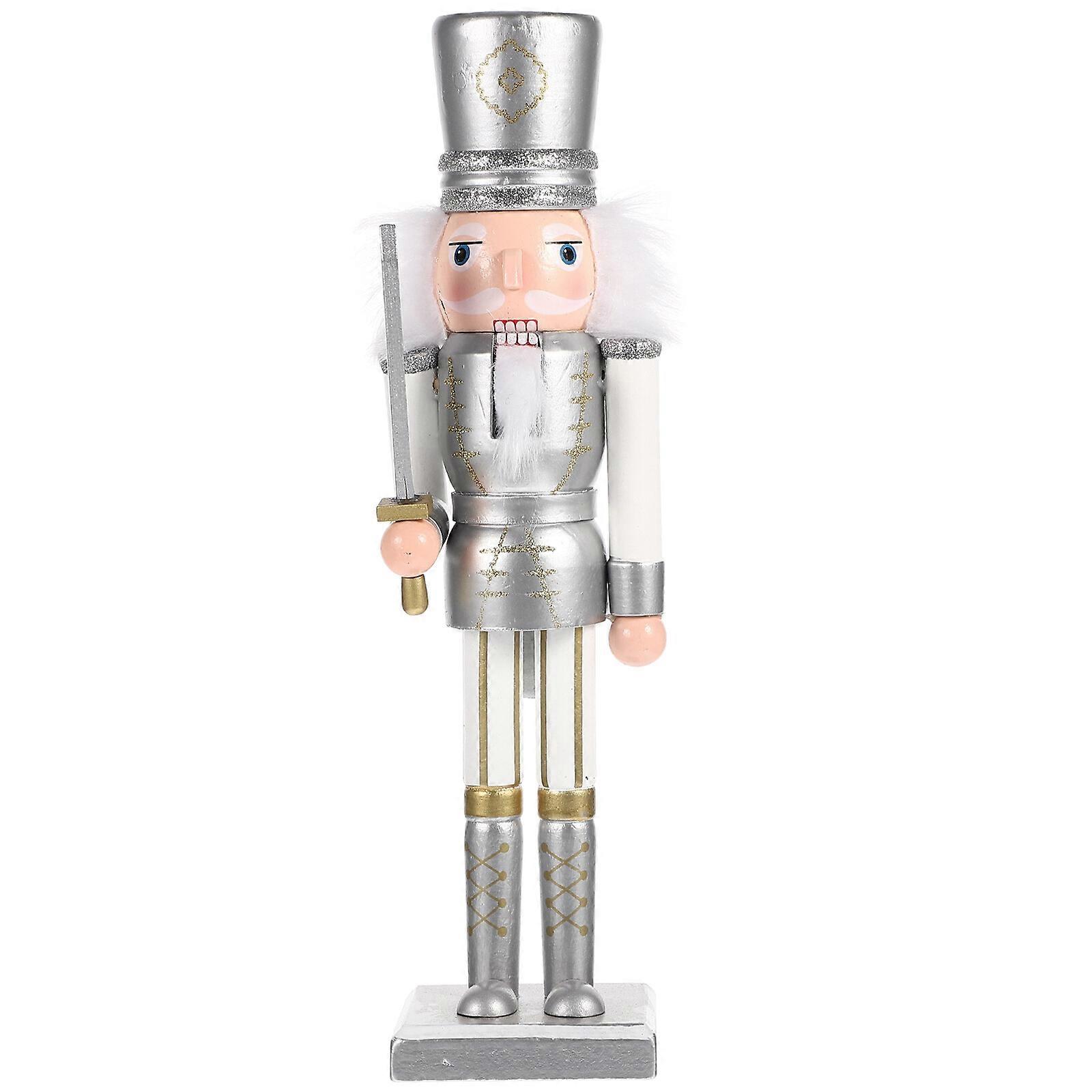 Christmas Wooden Cartoon Soldier Nutcracker Adorn Desktop Creative Wood Puppet Ornament