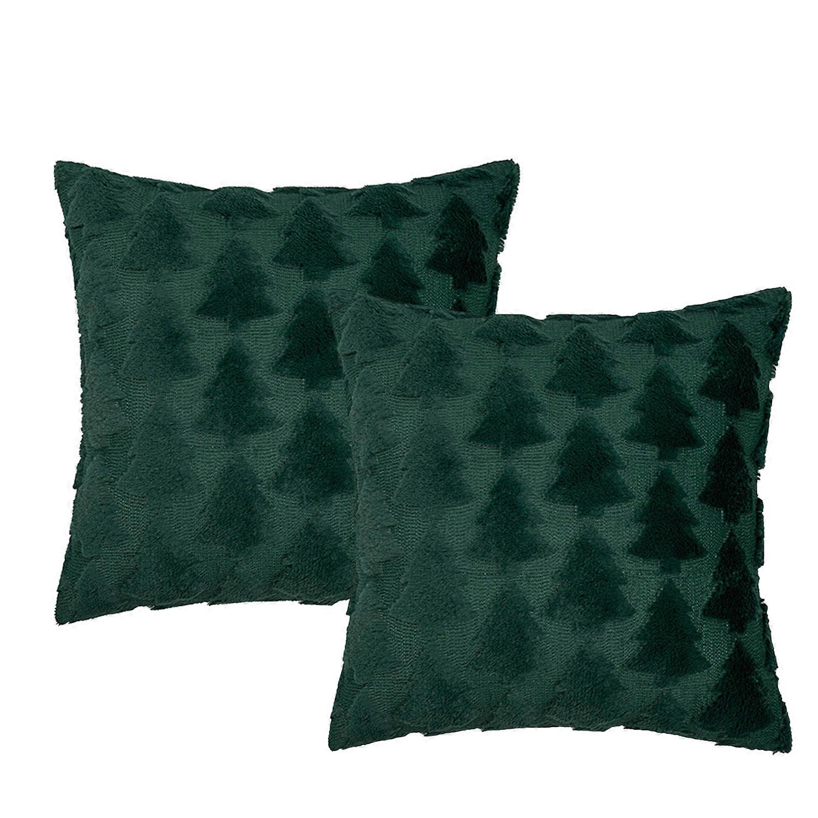 Christmas Tree Decorative Throw Pillow Covers Set of 2 Packs, Soft Fluffy Pillowcases for Home Dcor
