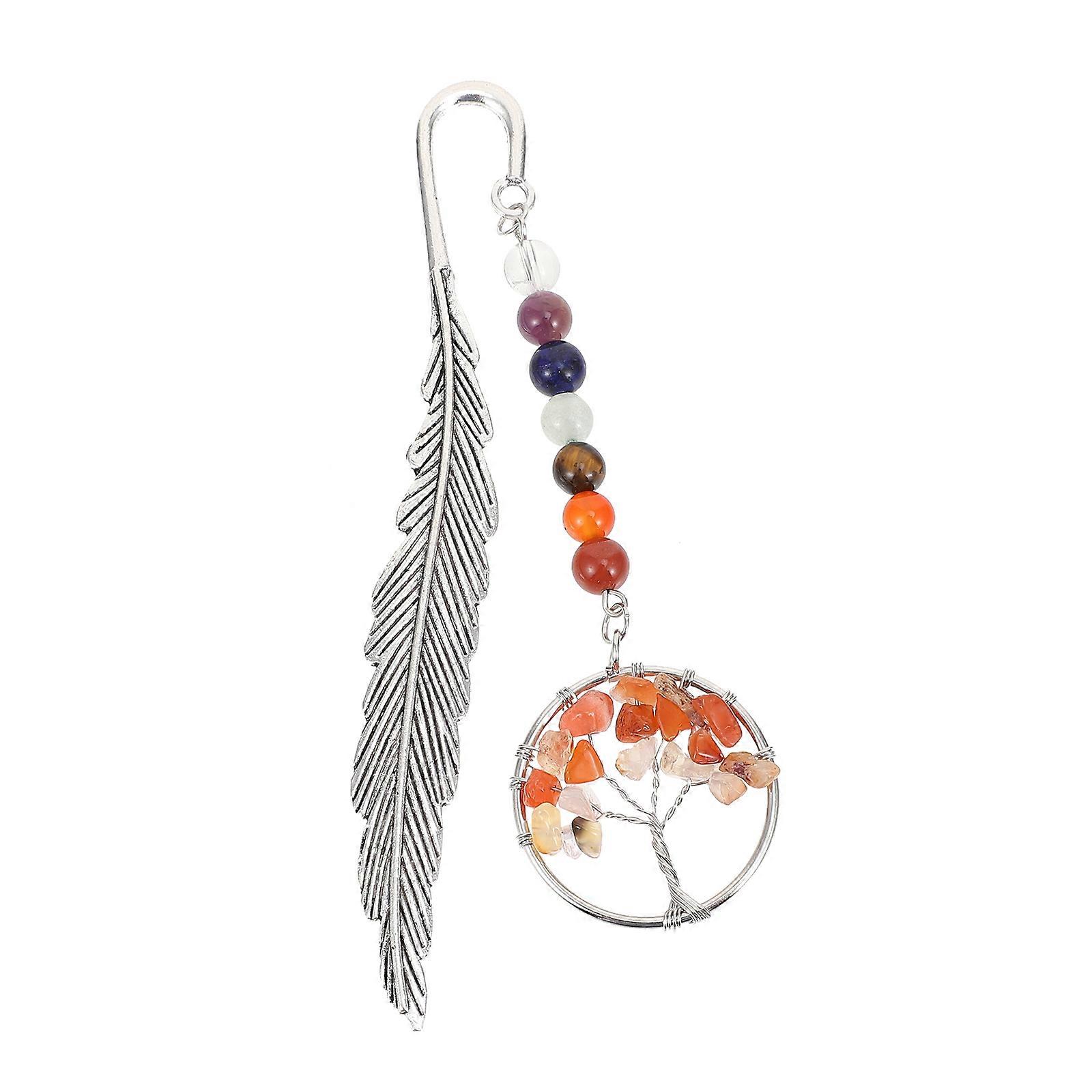 Perlen Dekor Home Perlen Lesezeichen Feder Lesezeichen Schreibwaren Lesezeichen Chakra Kristall Lesezeichen