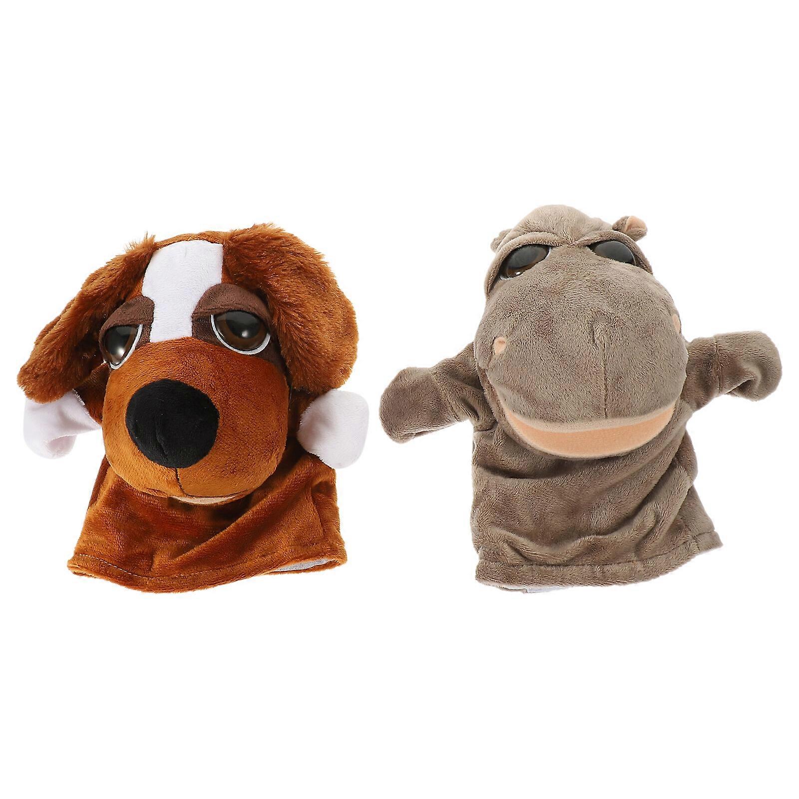 2pcs Plush Animal Hand Puppet Interactive Storytelling Hand Toy Stuffed Animal Puppet Toy