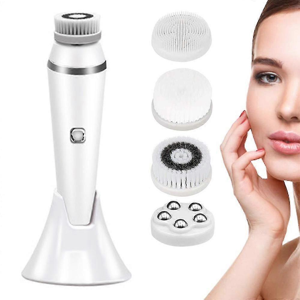 Rechargeable Facial Cleansing Brush, Waterproof Facial Cleanser Brush Electric With 3 Speed, Face Spin Brush Set With 4 Brush Heads For Gentle Exfolia