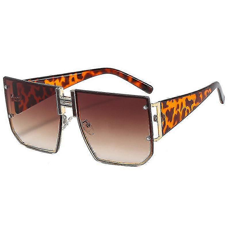 Rétro Oversized Pilot Sunglasses Metal Frame For Men Women Square Sunglasses -brownxq-sg1442