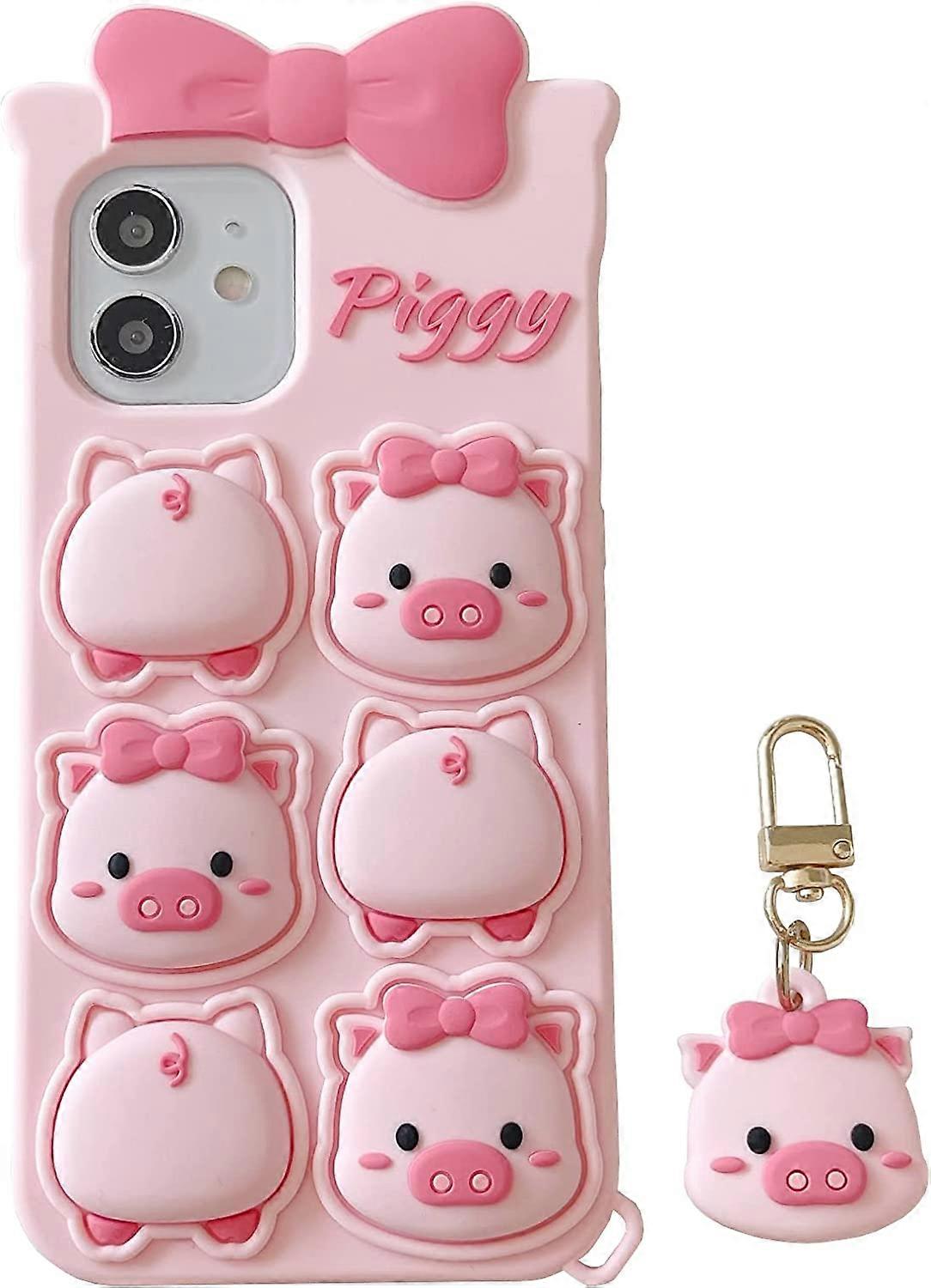 Funny Case for iPhone 12 Pro Max,Kawaii Cute 3D Cartoon Bear Design with Mini Cat Pendant Soft Silicone Bumper Slim Fit Anti-Drop Protective Case (iPh