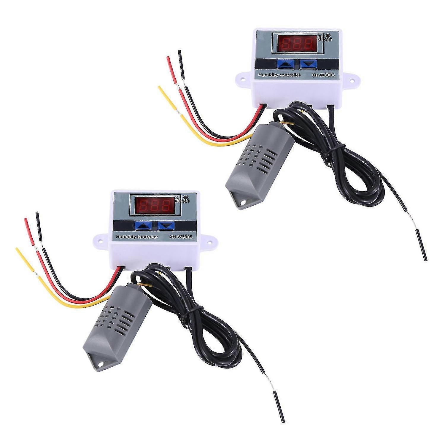 2x Digital Humidity Controller Hygrometer Humidity Control Switch 0-99%rh Hygrostat With Humidity S