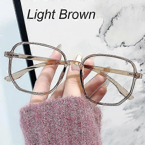 Retro Polygonal Transparent Glasses [brown]