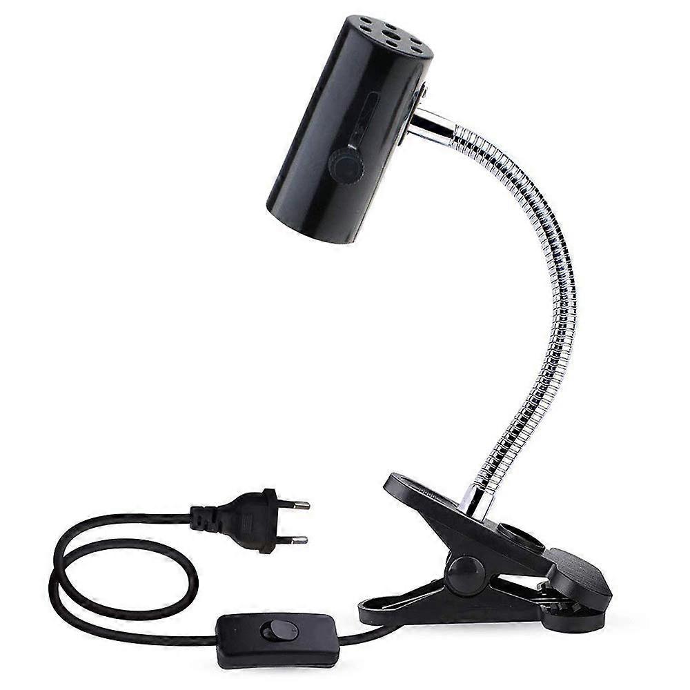 مقبس E27 مع مشبك ومفتاح لمصباح الزواحف ، 360 قابل للتعديل بذراع مرن وسلك 1.8 متر