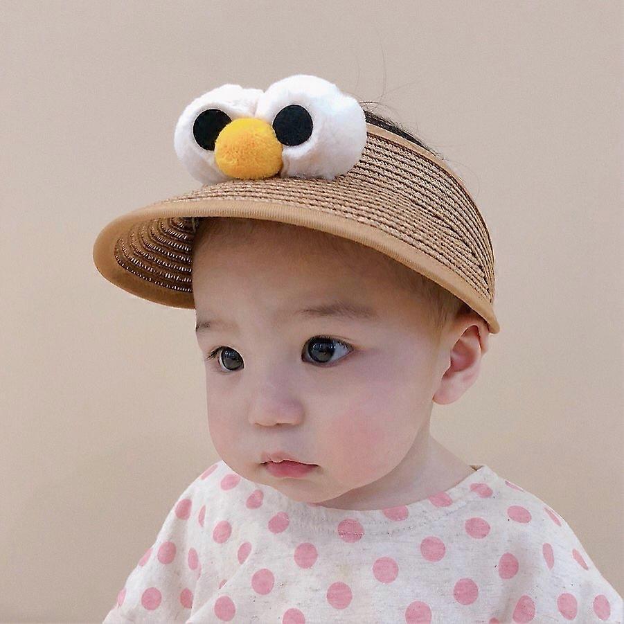 Bébé Chapeau d’été Paille Visière Cap Mignon Dessin Animé Grand Oeil Réglable Bébé Filles Chapeaux de soleil Pour Enfants Nourrisson Nouveau-né Garçons Beach Caps 1-6Y