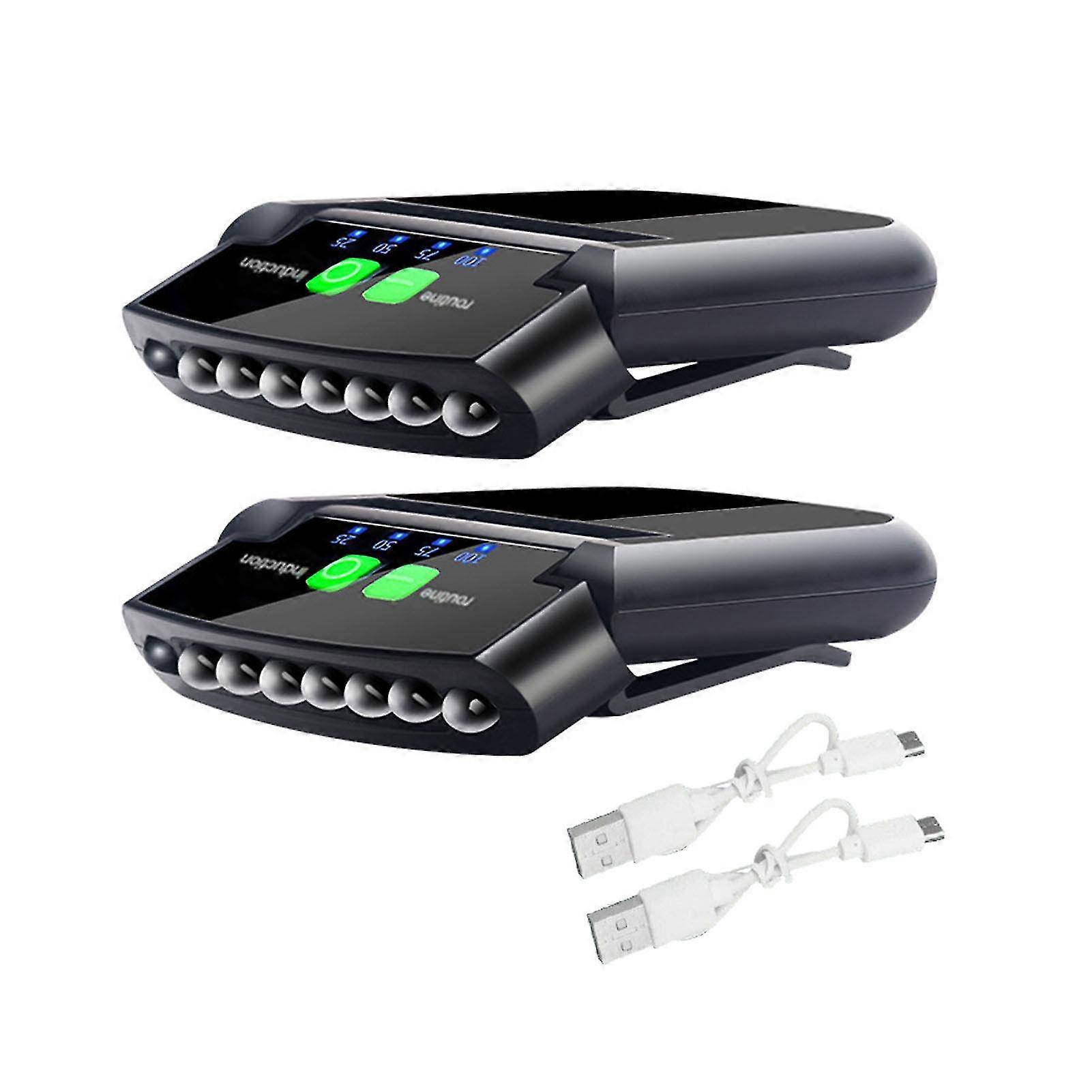 2pcs Headlamp Clip On Cap Flashlight USB Rechargeable Outdoor LED Hat Light