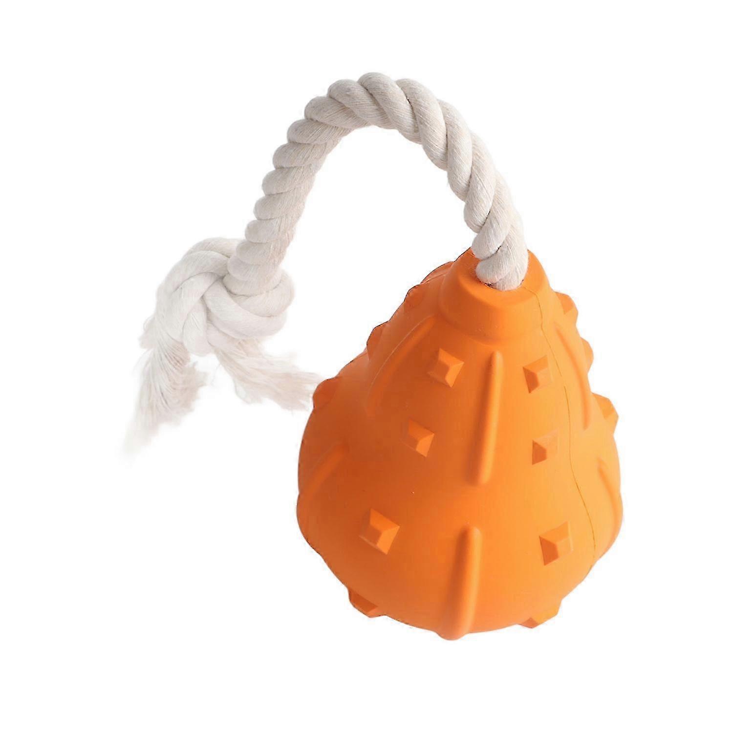 Pumpkin Pet Chewing Toy Rubber Pet Biting Toy Durable Multifunctional Interactive Teething Toy for D