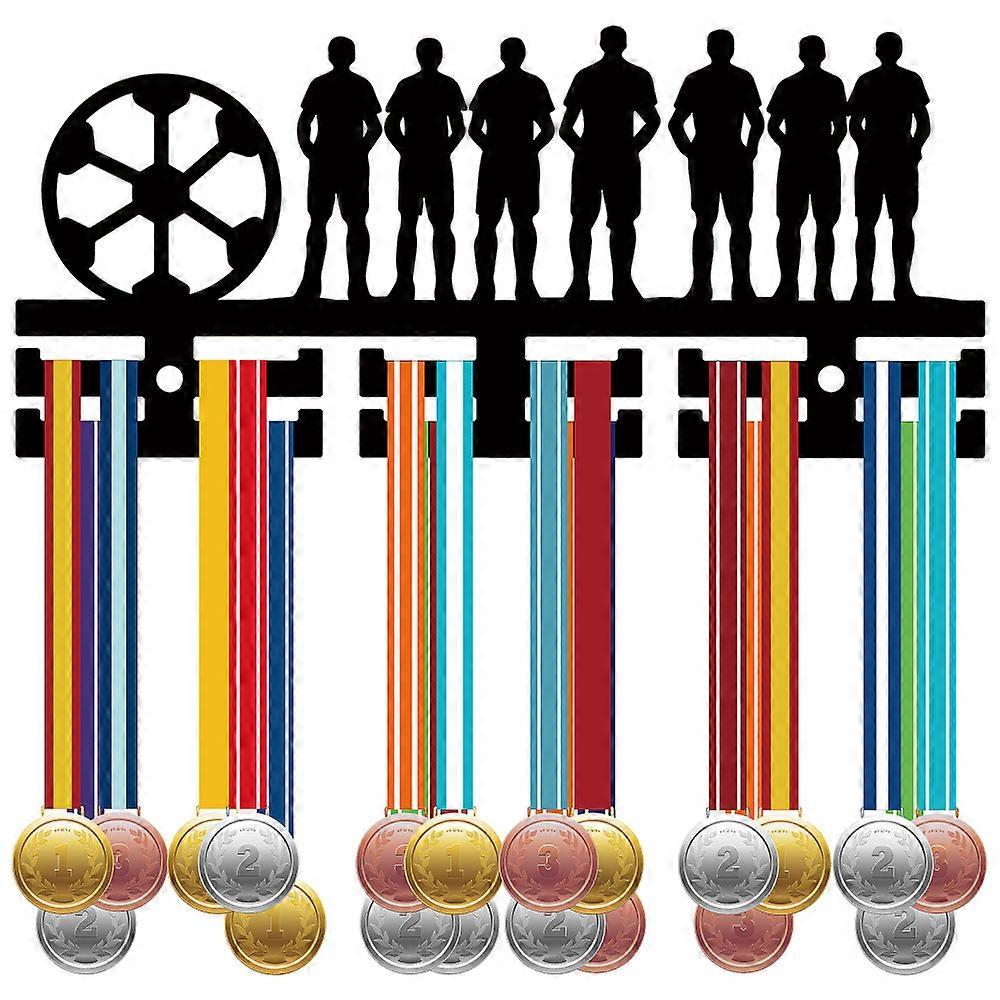 Acrylic Medal Holder Medals Display Hanger Rack with Hanger Hooks Medal Holder Frame Rectangle Football 130x290mm Hole: 8mm