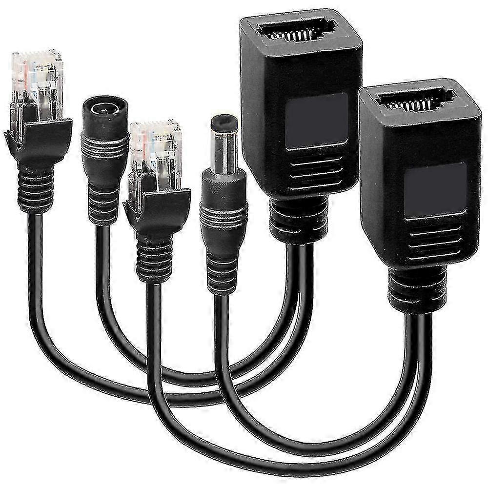 Passive PoE Injector and Splitter Kit, DC Power Adaptor Connector, 2 Pcs