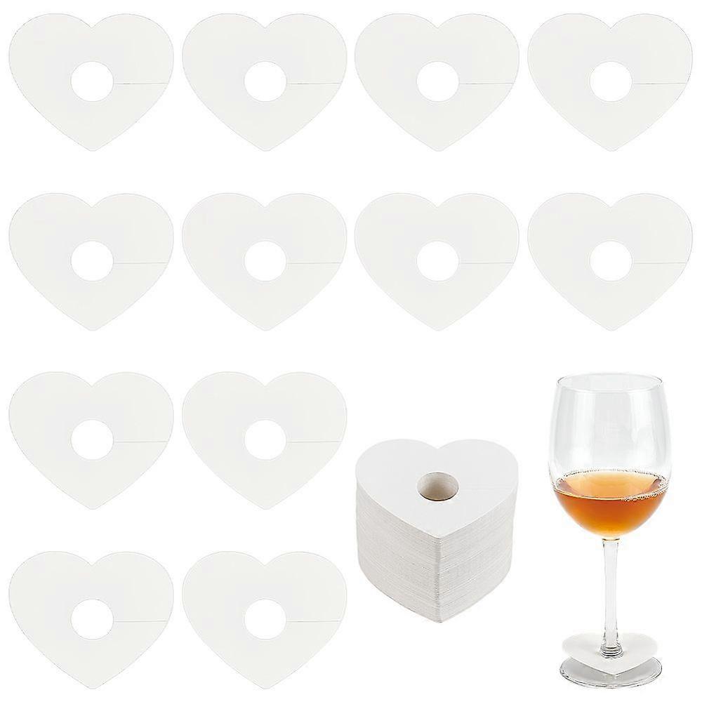 Paper Wine Glass Charms Blank Goblet Marker Heart 62x70x0.5mm Inner Diameter: 18mm