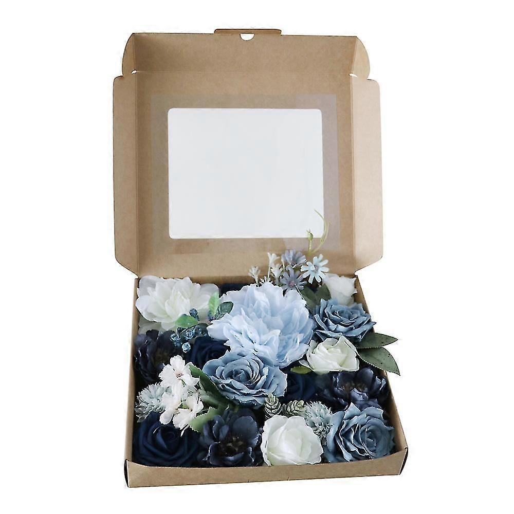 Artificial Flower Box - Haze Blue Wedding Party Gift Box
