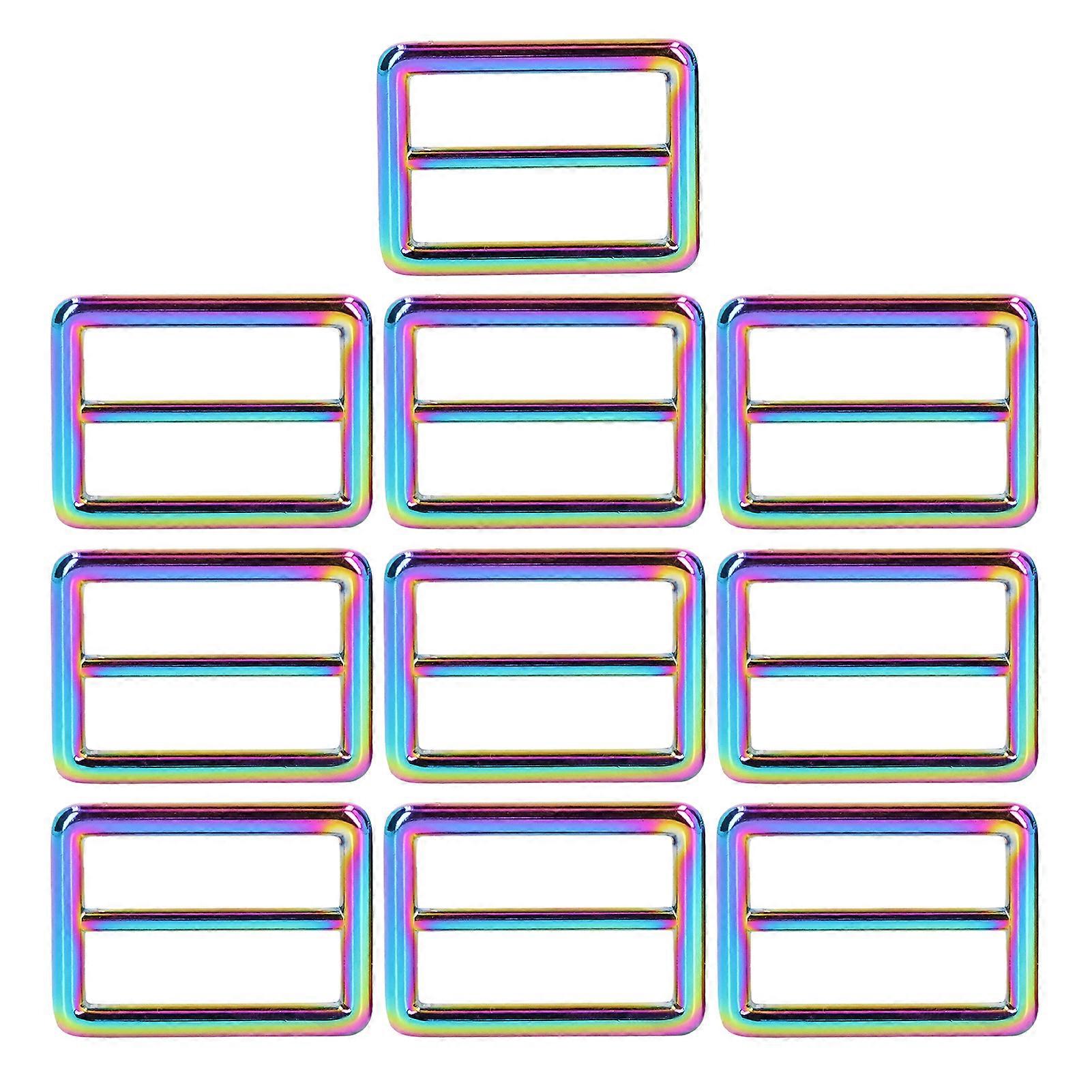 10Pcs Adjustable Slide Buckles Convenient Use High Practicality Colorful Sturdy Metal Glide Buckles for DIY Crafts Bags38mm