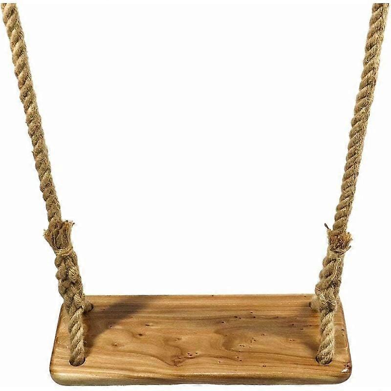 Wooden Swing Seat, Wooden Swing with Durable Jute Rope Wooden Tree Swing for Kids Teens Adults V7110C (with Connection Belts) UNOIU