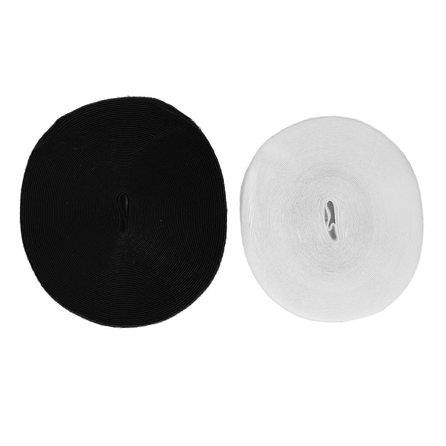2pcs Hook and Loop Tape 25m Length Black White 2.5cm Wide Soft Nylon DIY Cutting Self Adhesive Hook