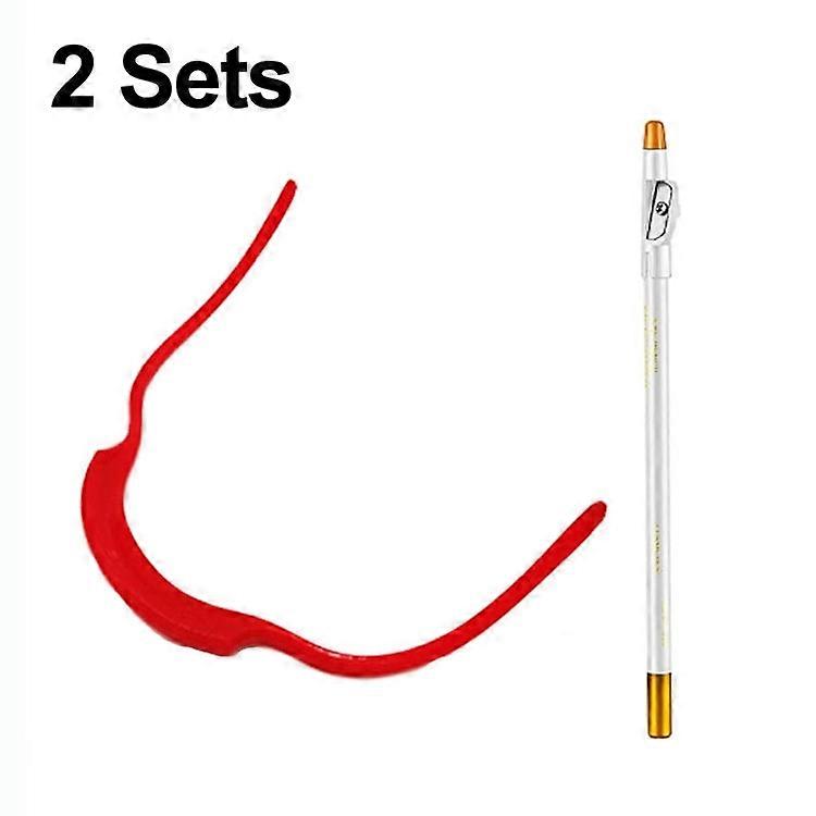 2 Sets Shaving Barber Tool Shape Ruler+Pen Shape Ruler+Pen