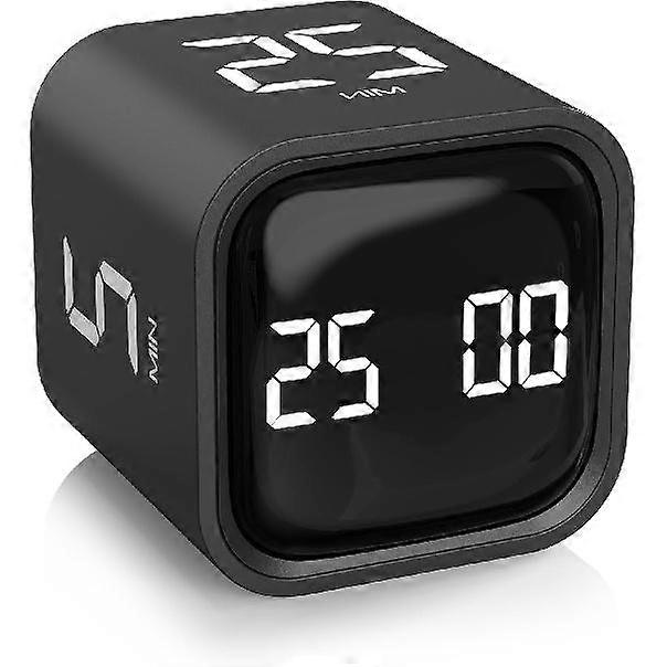 Rotierender Pomodoro-Timer 5, 25, 10 50 Minuten Voreinstellung, Schreibtisch-Produktivitäts-Timer mit Schwerkraftsensor, Würfel-Timer, Vibrations-/Hoch-/Niedriglautstärke-/Benutzerdefinierte Modi