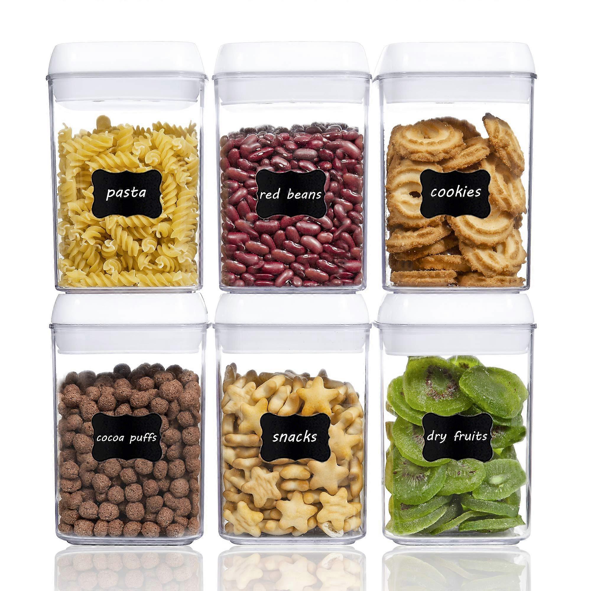 6-Piece Airtight Food Containers - BPA-Free 0.8L with 24 Labels