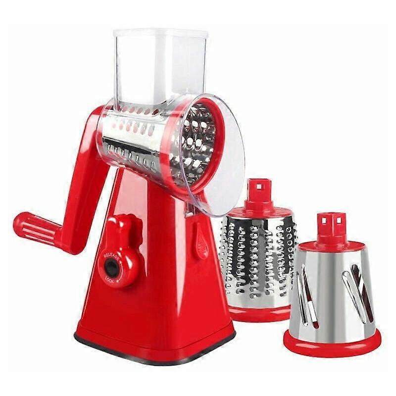 Manual Vegetable Grater with 3 Rotating Stainless Steel Drums