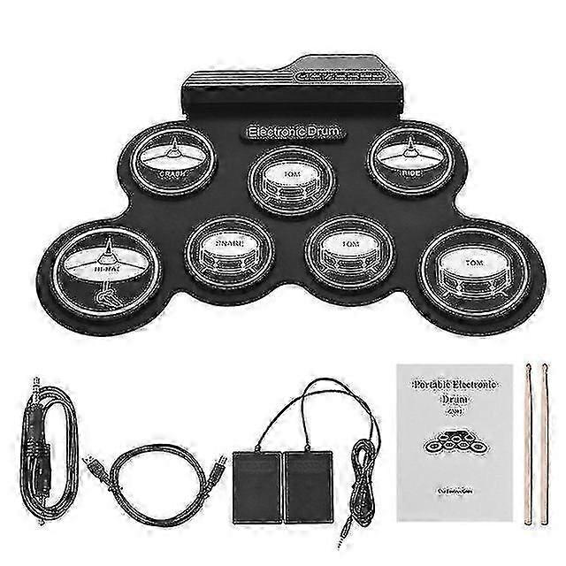 Naiwang Electronic Drum Digital USB 7 רפידות להפשיל סט תופים ערכת כרית תוף חשמלית סיליקון עם מקל תיפוף דוושת רגל כלי הקשה