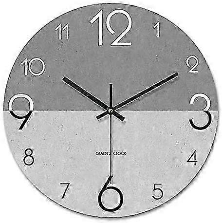 Wall Clock, Large - Sized, Grey - Toned, with Clear Numerals and Silent Quartz Movement