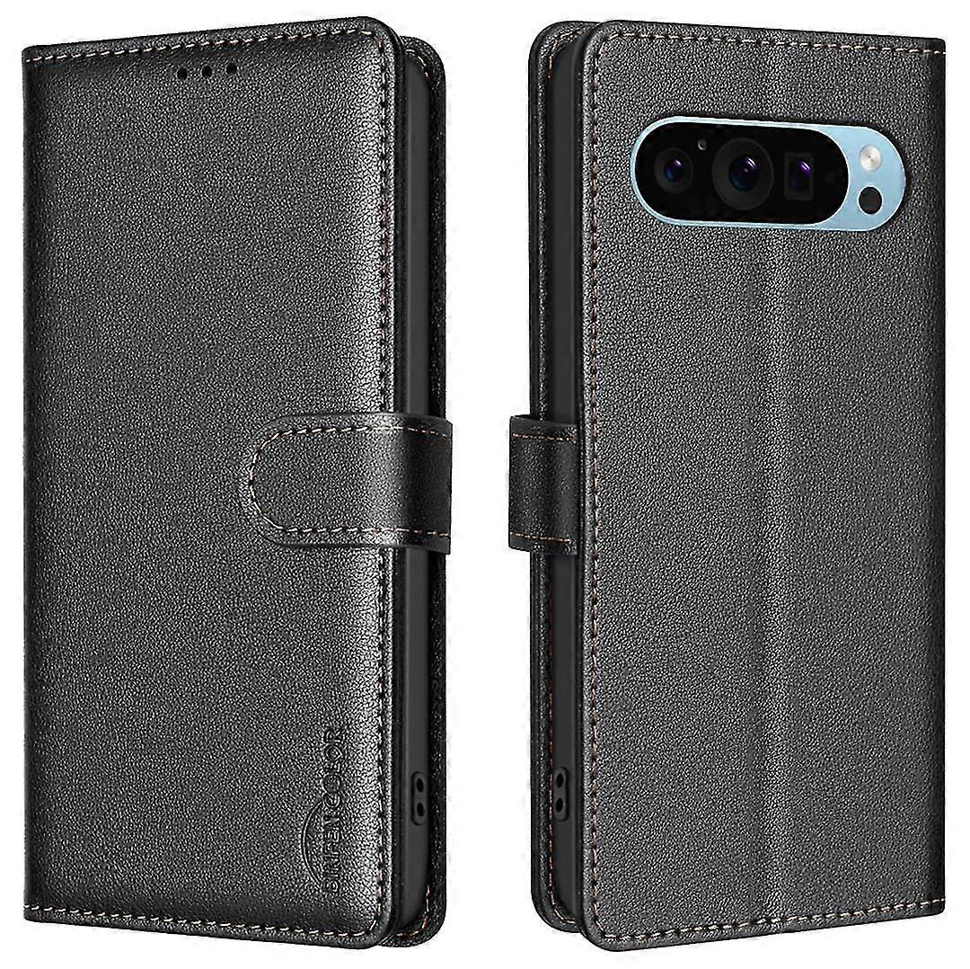 For Google Pixel 9/9 Pro Wallet Phone Stand Case Litchi Texture RFID Blocking Leat