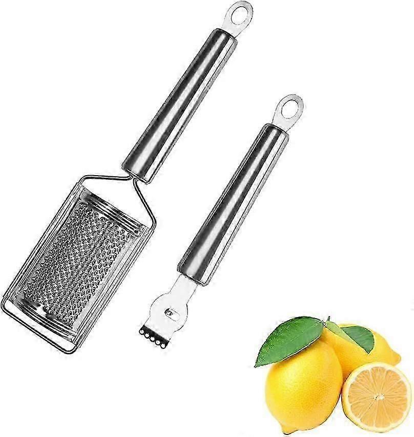Lemon  & Cheese Grater, Stainless Steel with Channel Knife and Hanging Loop for