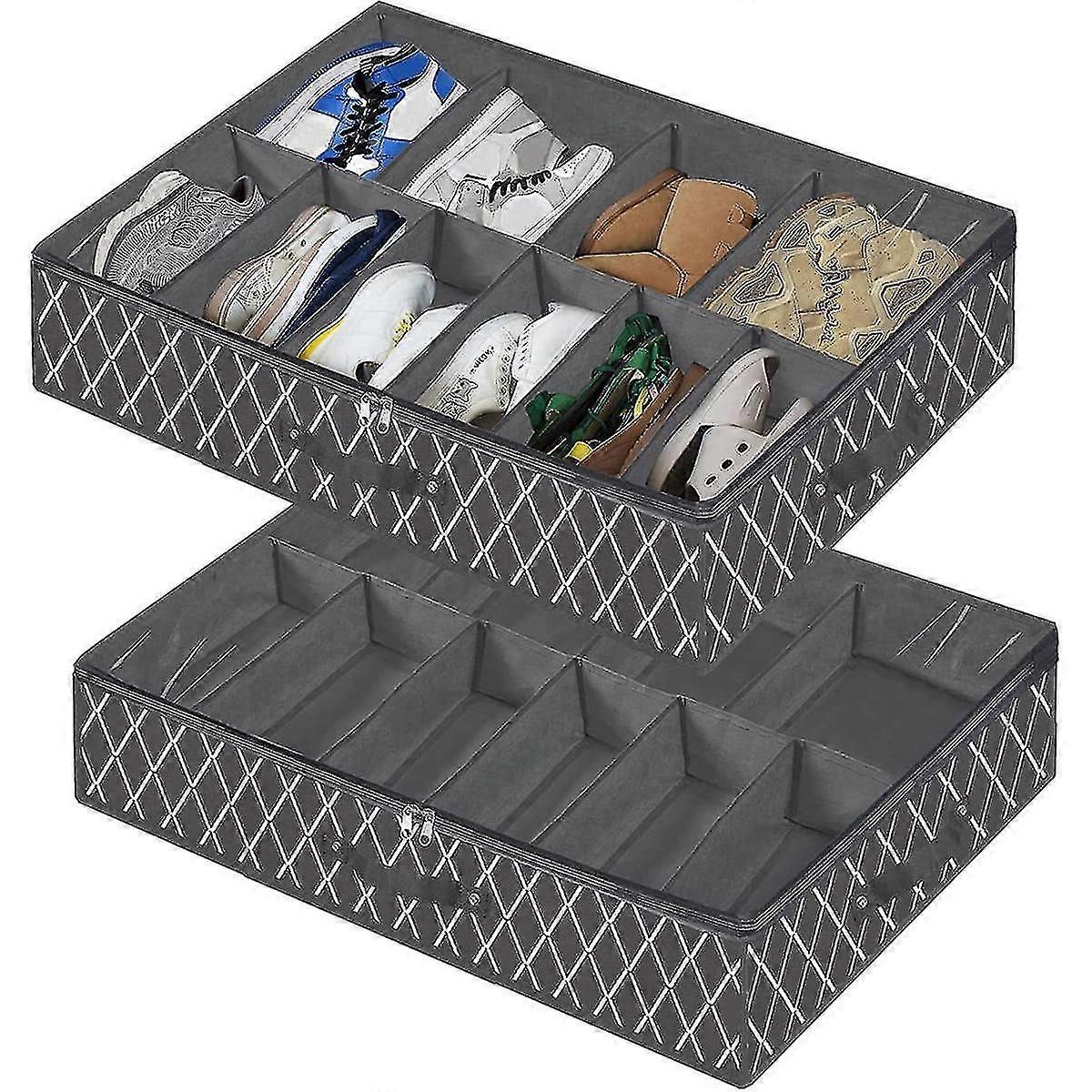 Large Capacity Foldable Box - Sturdy Under Bed Shoe Storage Organizer
