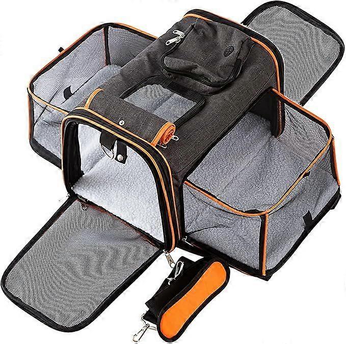 48CM*30CM*31CM Expandable Pet Carrier for Cats and Dogs up to 15 Lbs, TSA Airline Approved, Alloy Accessory, Soft Sided Cat Carrier with Removable Woo