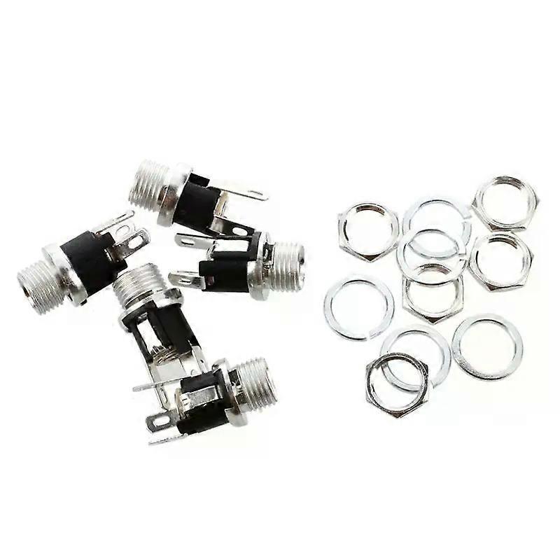 5 Pcs 55mmx21mm DC Power Jack Socket Female Panel Mount Connector