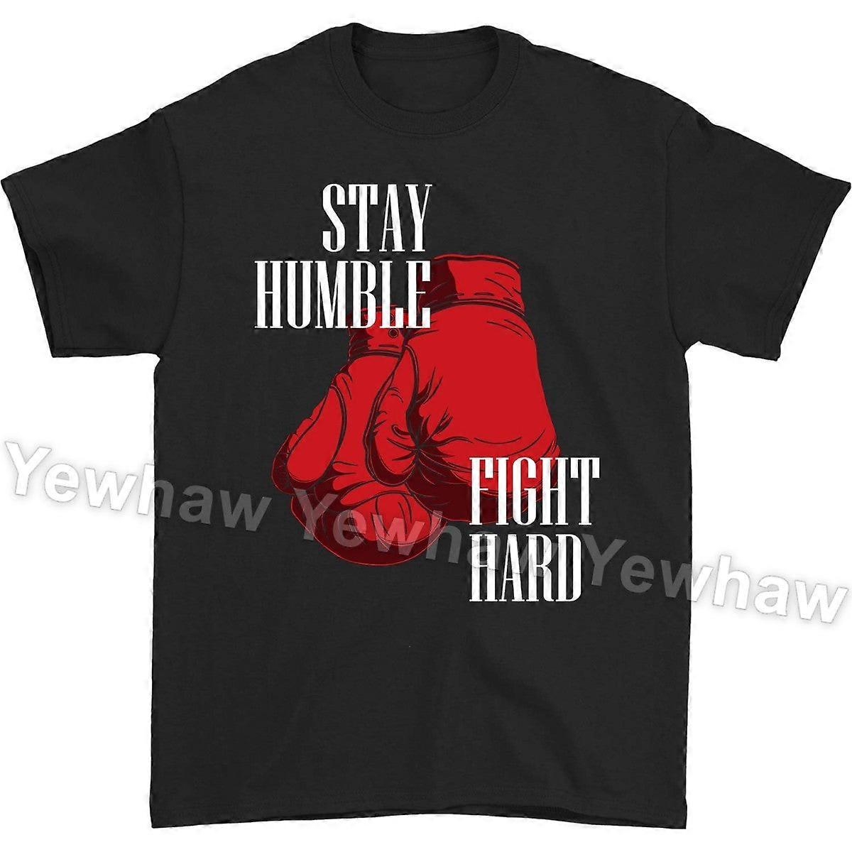 כפפות אגרוף מאמן מתאגרף מתנה להישאר צנוע להילחם קשה חולצת טריקו