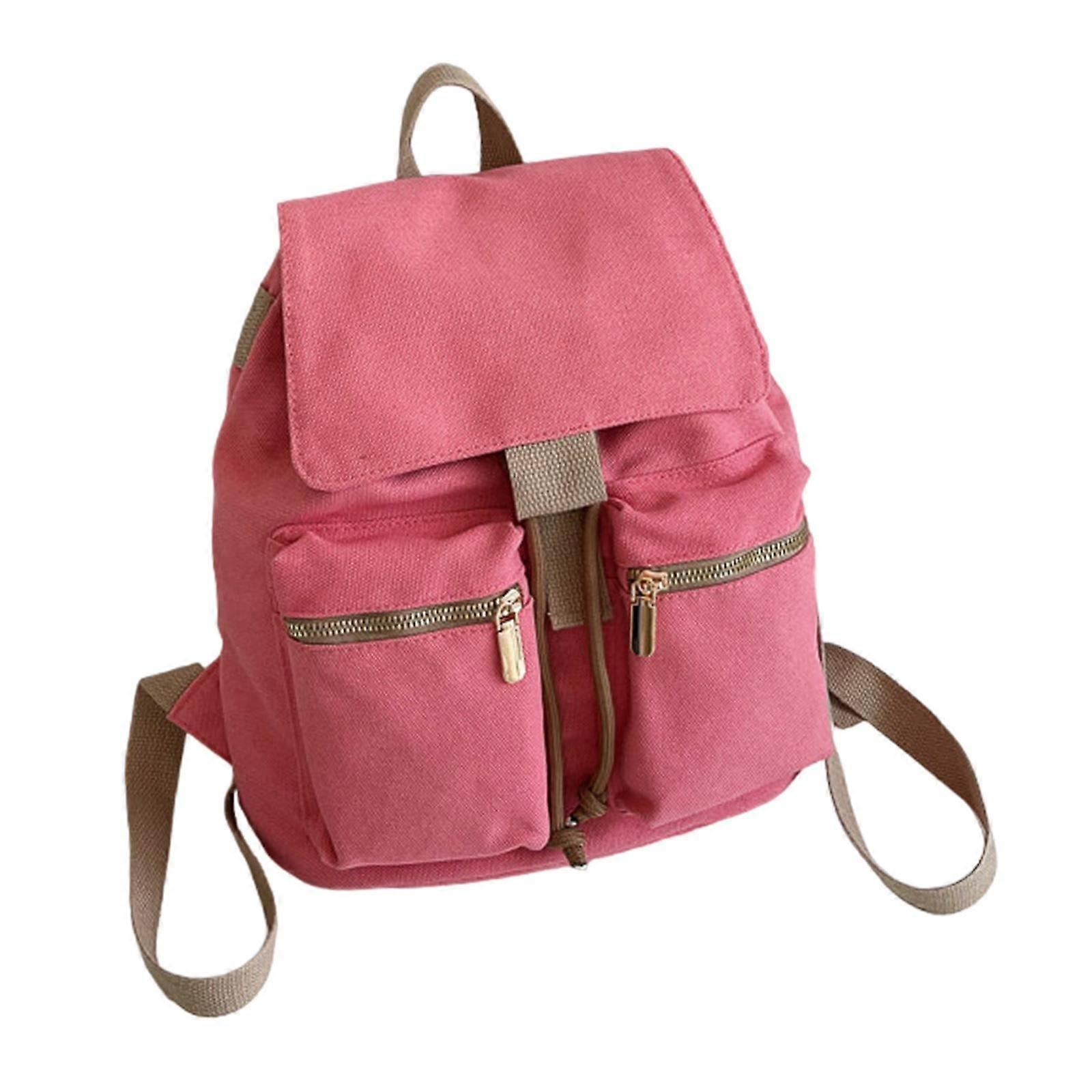 Canvas Backpack College Backpack for School Adjustable Strap Drawstring Rucksack