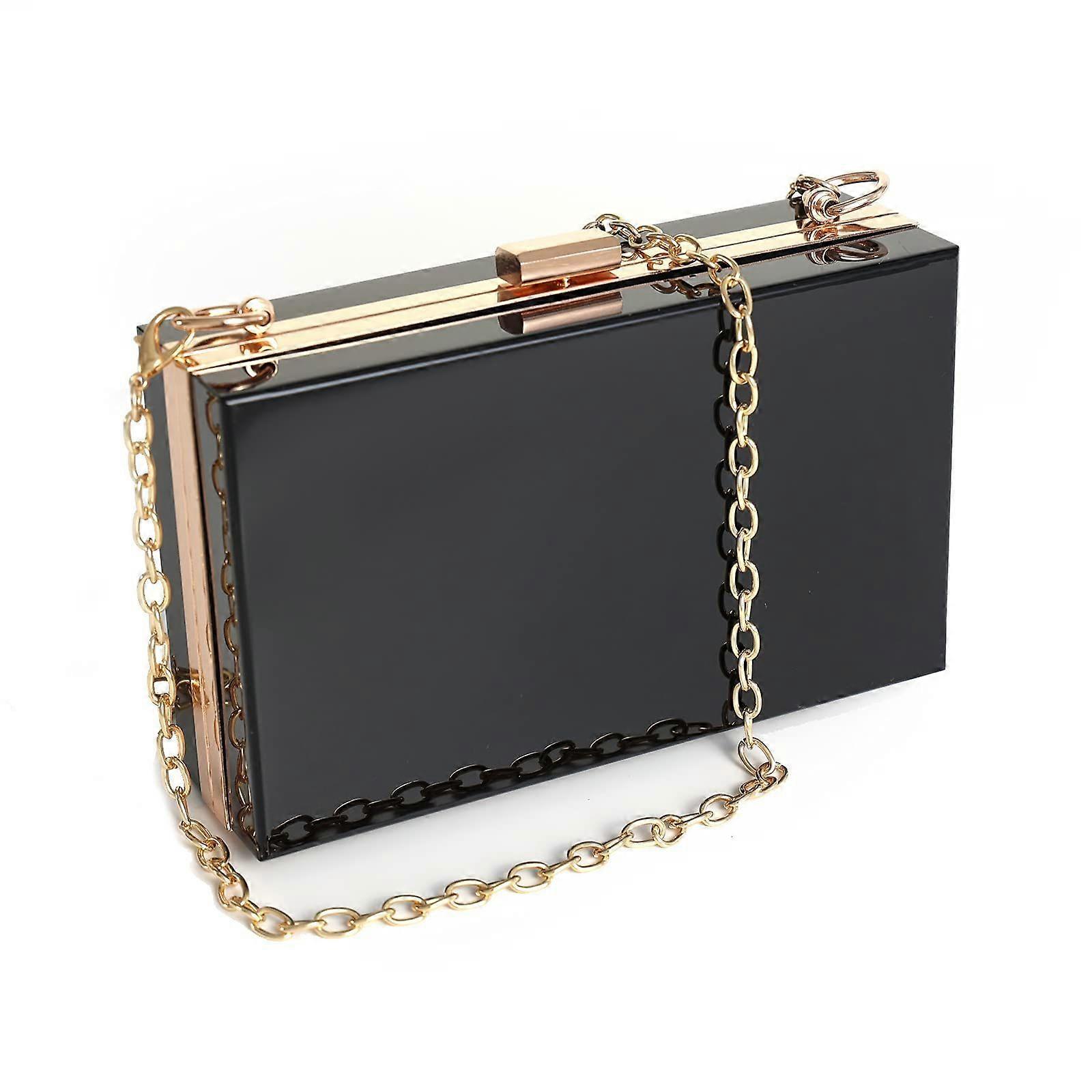 Borsa trasparente da donna In acrilico trasparente Pochette, borsa a tracolla con cinturino a catena in oro rimovibile